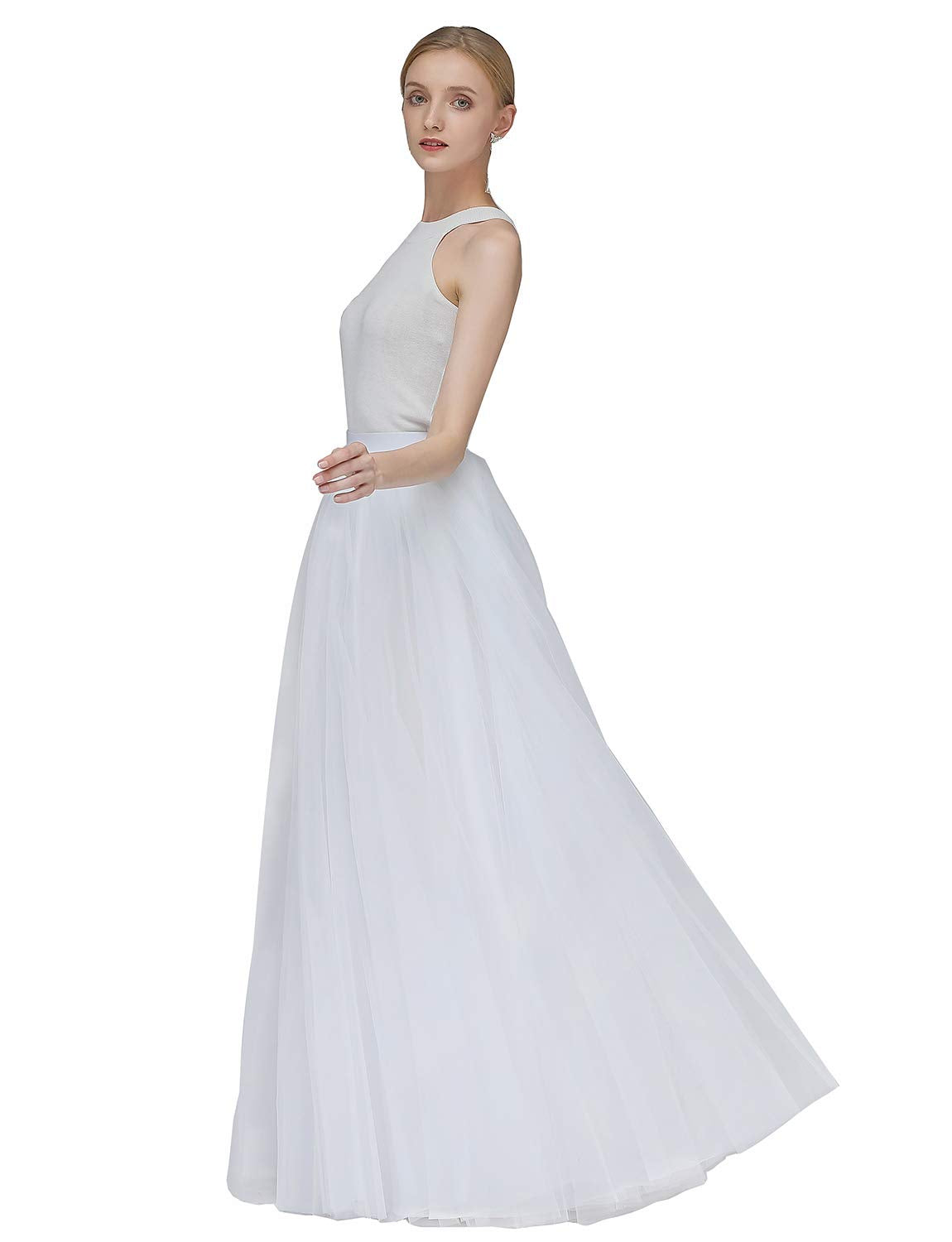 EllieHouse A Line Long Full Bridesmaid Tulle Skirt for Wedding Evening Party Prom P68