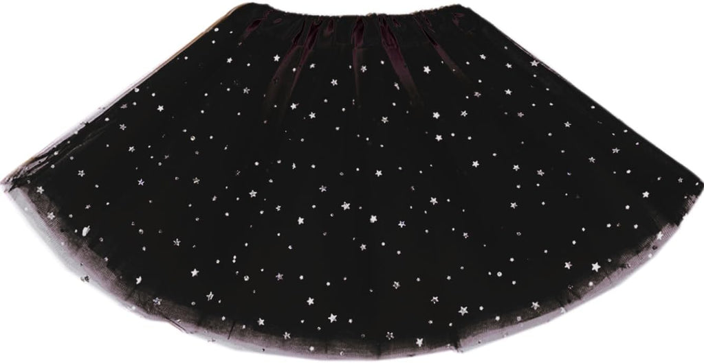Little Girls Stars Sequins Tutu Skirt Princess Ballet Dance Dress for 0-6 Y Sparkle Elastic 3 Layered Tulle Tutu Skirt
