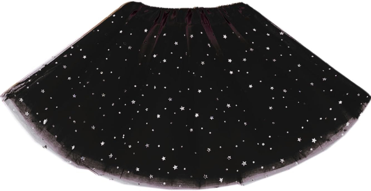 Little Girls Stars Sequins Tutu Skirt Princess Ballet Dance Dress for 0-6 Y Sparkle Elastic 3 Layered Tulle Tutu Skirt