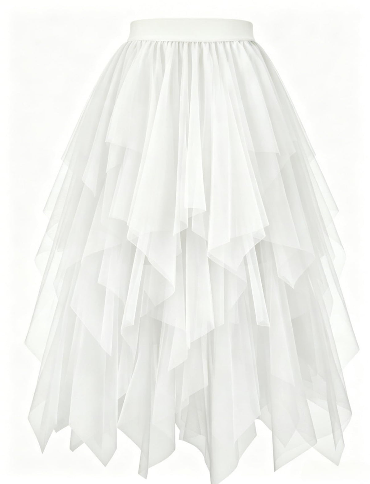 Women's Tulle Skirt High Low Layered A-Line Midi Fairy Skirt - Midi Length Irregular Tutu Skirt for Party 80s Outfit
