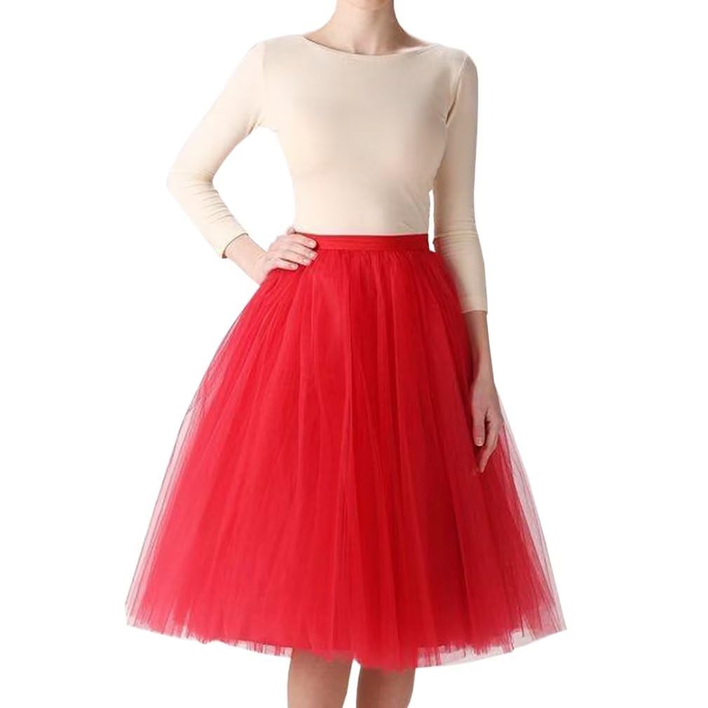 WDPL Women's A-Line Tulle Skirt Elastic Waist Petticoat Bridesmaid Tutu