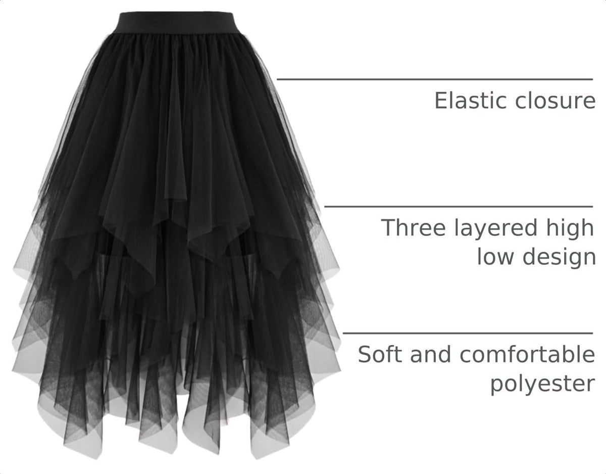 Ellames High Low Layered Puffy Fairy Tulle Skirts