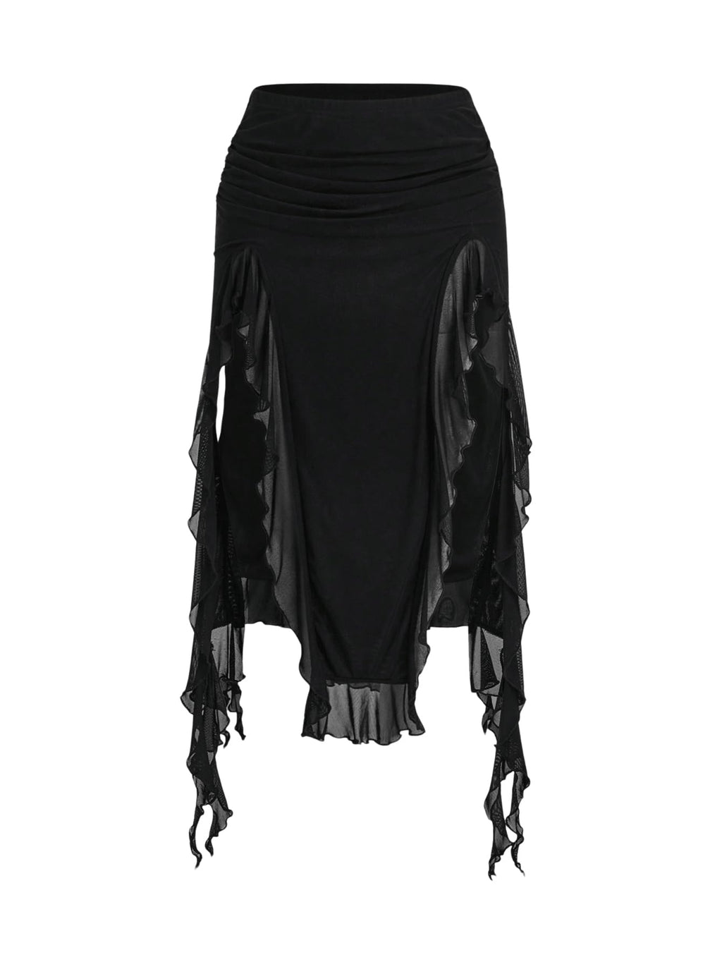 WDIRARA Women's Ruched Mesh Trim Skirts