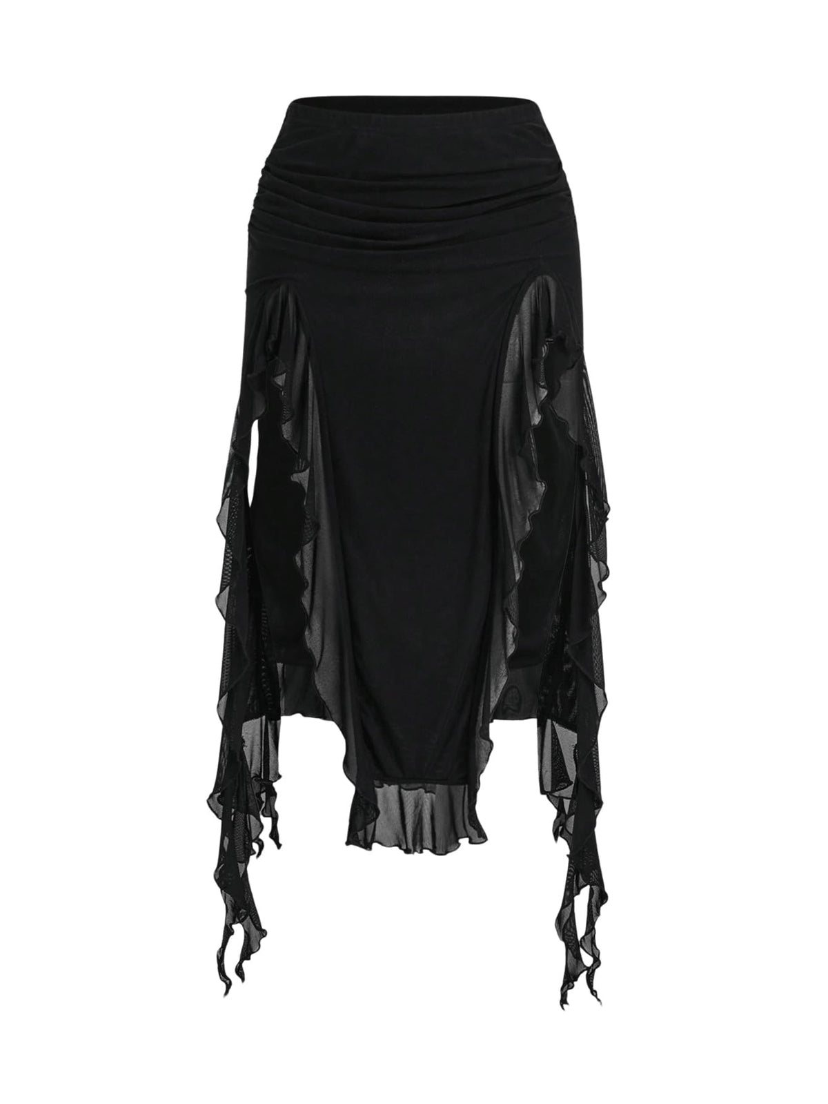 WDIRARA Women's Ruched Mesh Trim Skirts