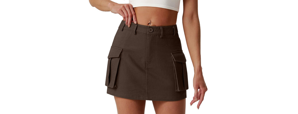 Lepunuo Women's Cargo Mini Skirt Pockets High Waisted Y2K