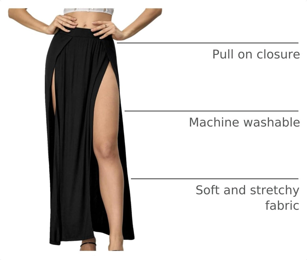 Verdusa Women's Elastic Waist High Split Wrap Flowy Long Maxi Skirt