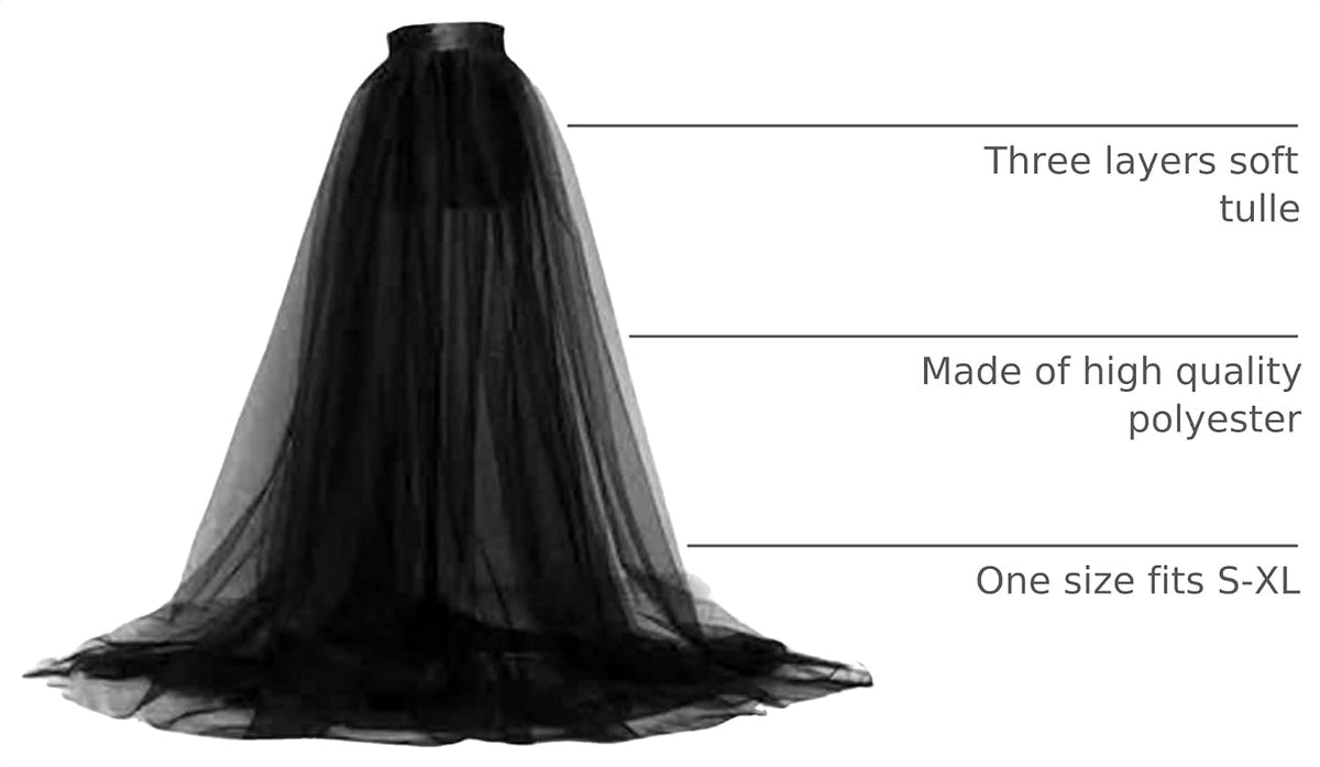 Women Tulle Tutu Long Skirts Wedding Party Cocktail Prom Bandage Mesh Maxi Dress Overskirt Overlay Long Bridal