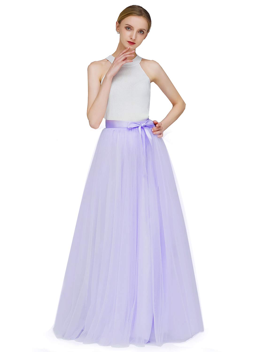 EllieHouse A Line Long Full Bridesmaid Tulle Skirt for Wedding Evening Party Prom P68