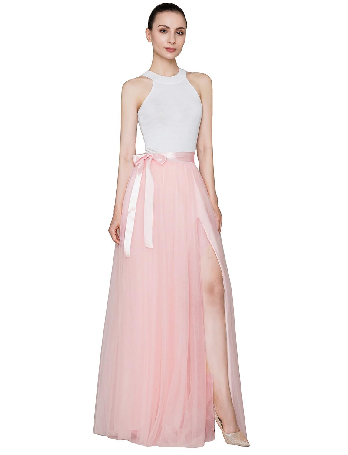 EllieHouse Adult Split Long Floor Prom Party Evening Tulle Skirt P61
