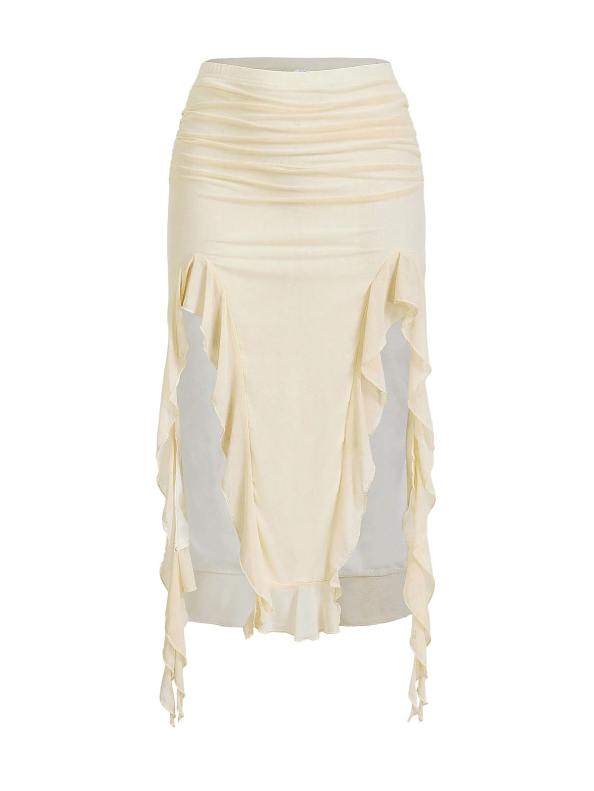 WDIRARA Women's Ruched Mesh Trim Skirts
