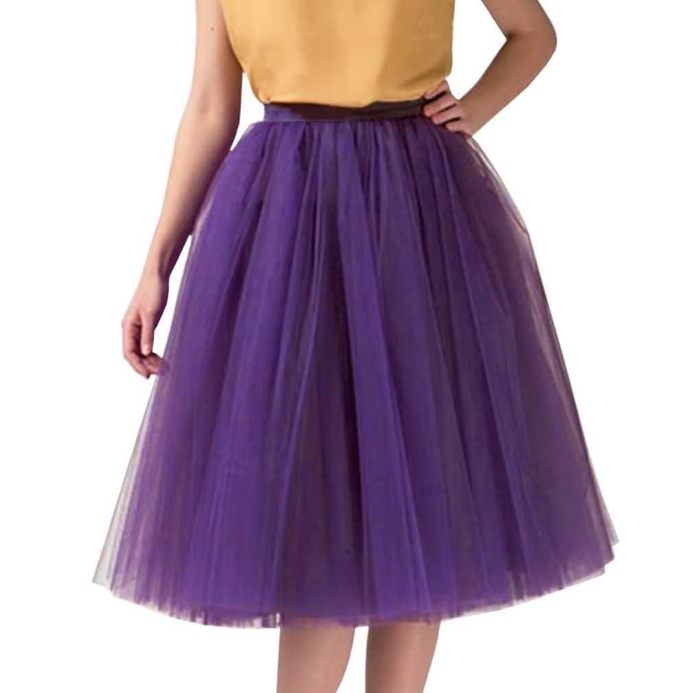 WDPL Women's A-Line Tulle Skirt Elastic Waist Petticoat Bridesmaid Tutu