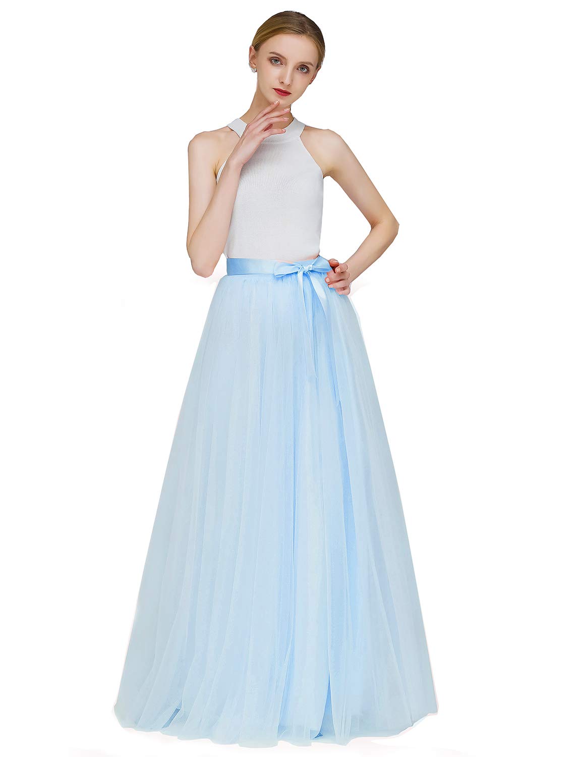 EllieHouse A Line Long Full Bridesmaid Tulle Skirt for Wedding Evening Party Prom P68