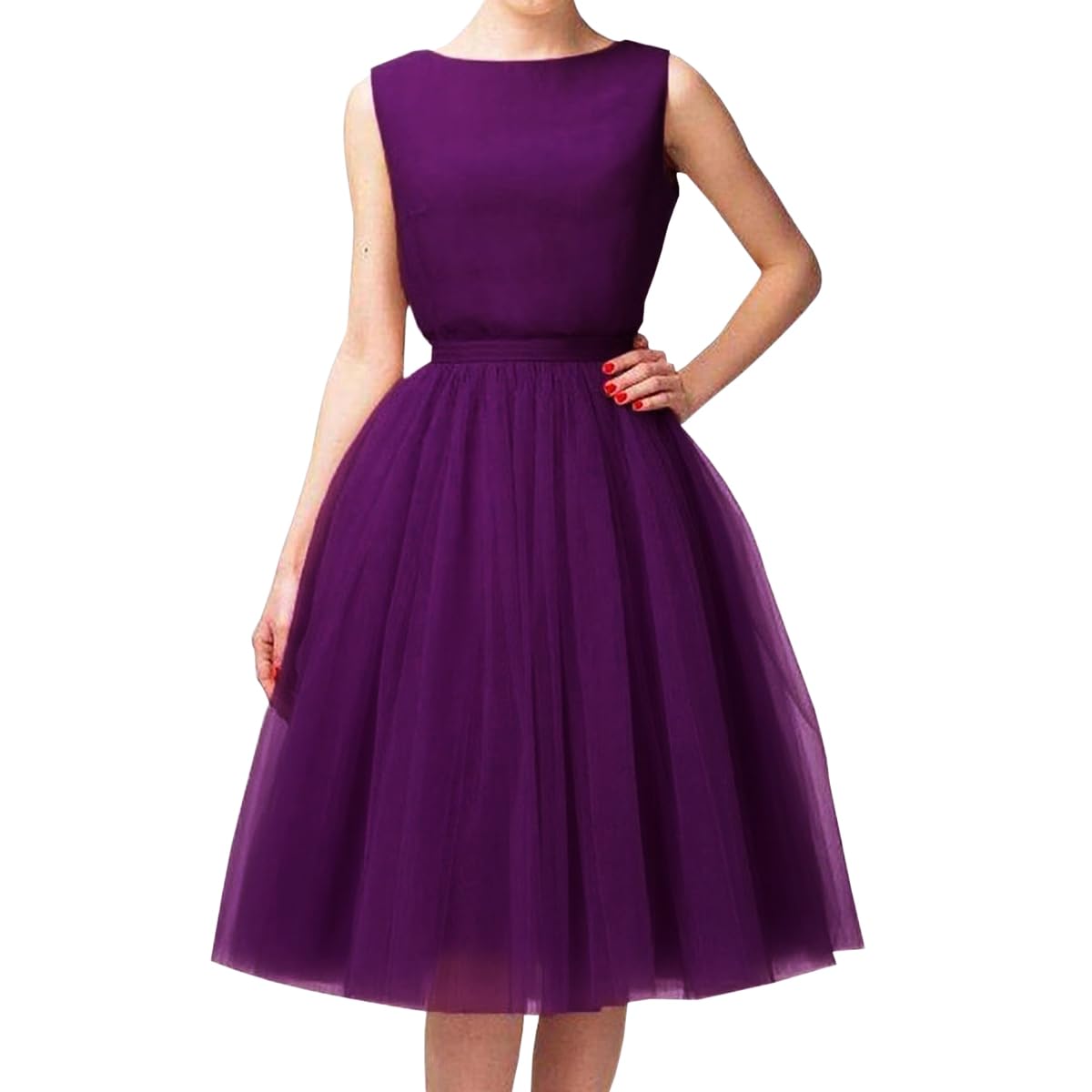 WDPL Women's A-Line Tulle Skirt Elastic Waist Petticoat Bridesmaid Tutu