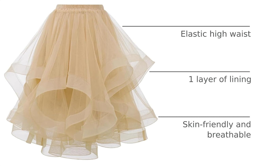 DRESSTELLS Tulle Skirts for Women, Long Puffy Layered Tutu Skirt