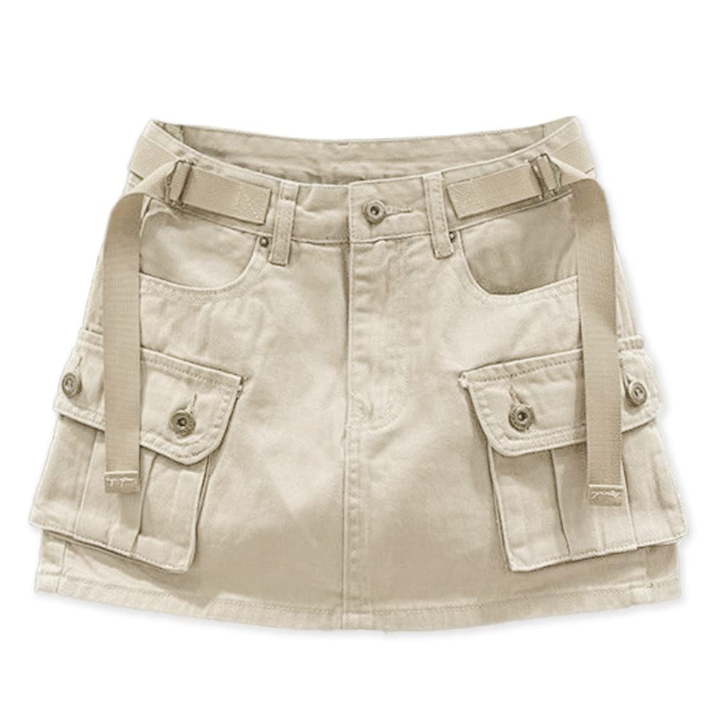 Kinghua Womens Mini Cargo Skirt Low Waist Y2k Short Denim Jean Skirt