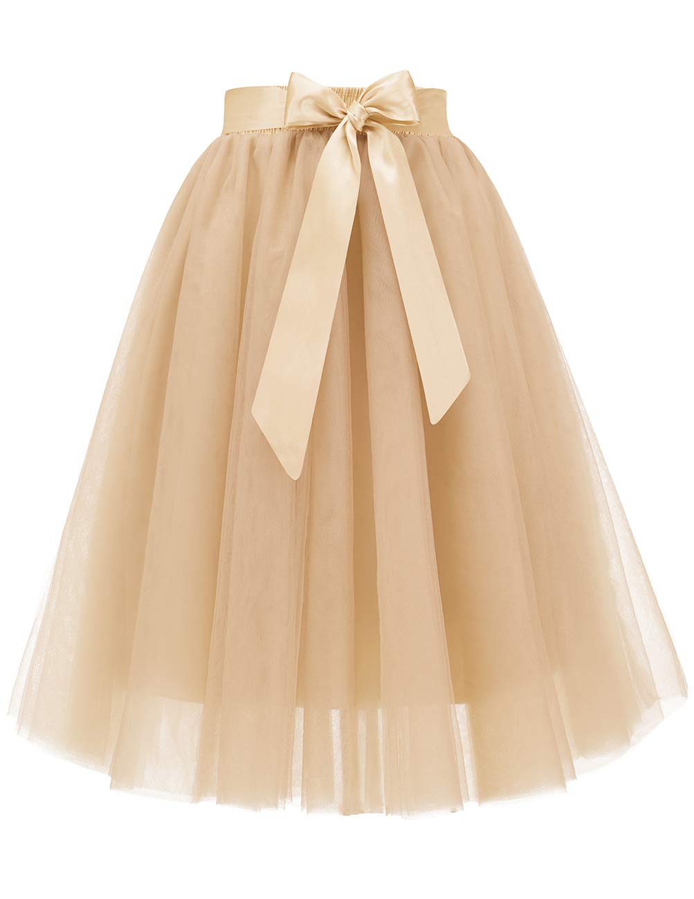 Bridesmay Women's Tulle Skirt Knee Length 6-Layered Wedding Party Homecoming Prom Dress