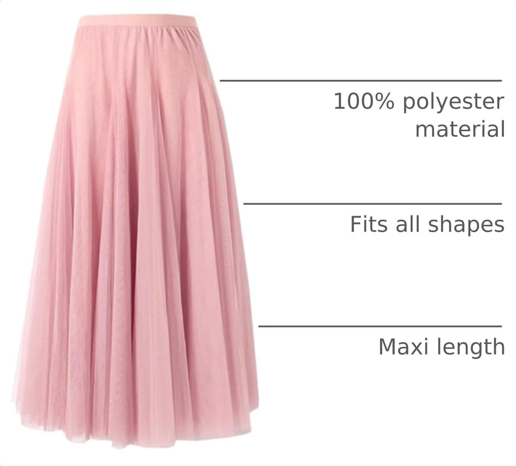 SANGTREE Women's Maxi Tulle Skirts A-Line Layered Long Mesh Flowy Skirt