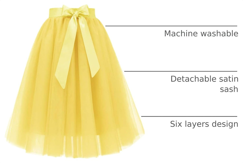 Bridesmay Women's Tulle Skirt Knee Length 6-Layered Wedding Party Homecoming Prom Dress