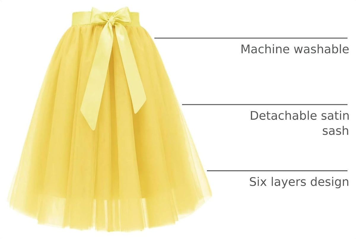 Bridesmay Women's Tulle Skirt Knee Length 6-Layered Wedding Party Homecoming Prom Dress