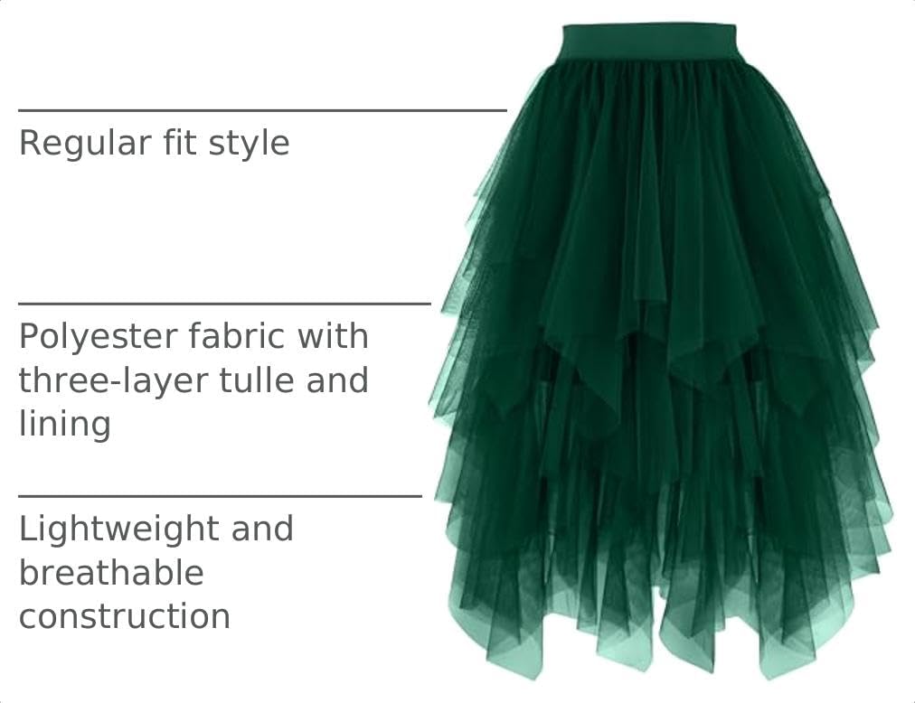 PUKAVT Tulle Skirt for Women High Waist Midi Mesh Tutu Skirt