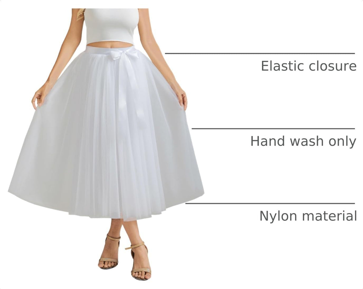 A line Tea Length Tulle Skirt for Party Prom Casual Wear