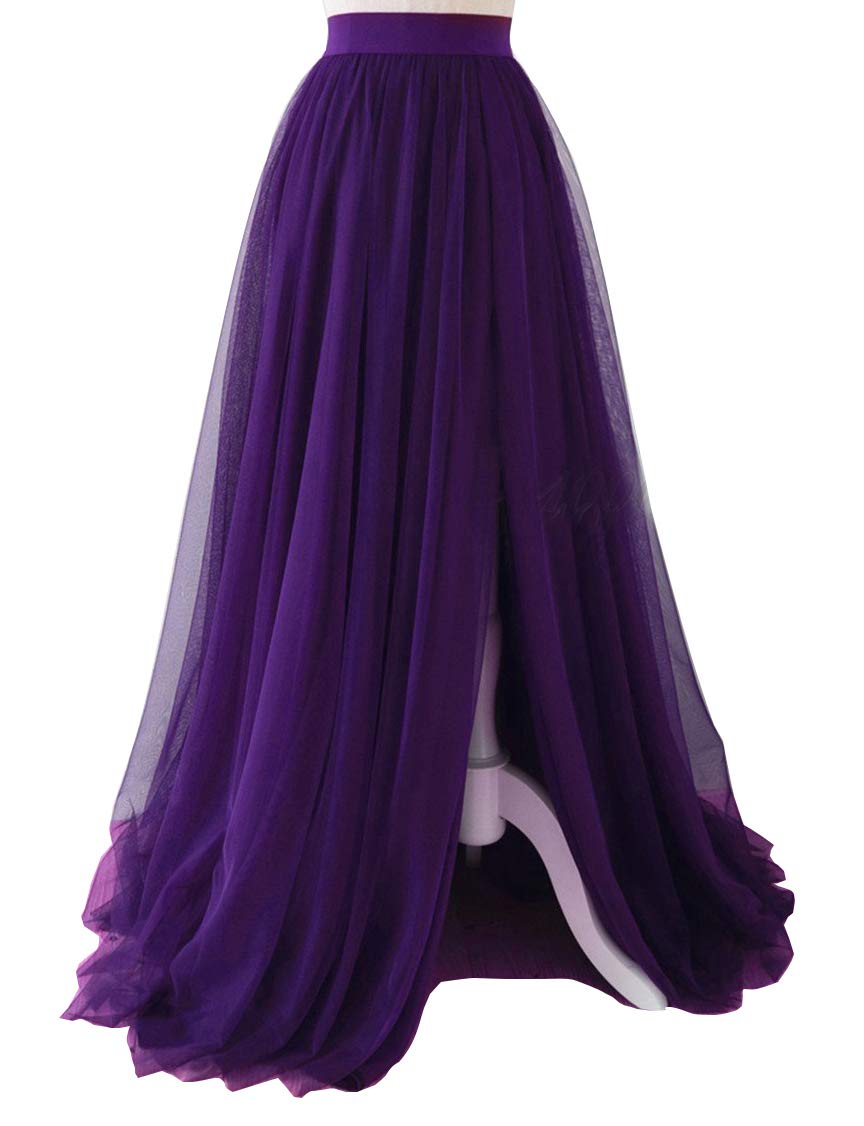 EllieHouse Adult Split Long Floor Prom Party Evening Tulle Skirt P61