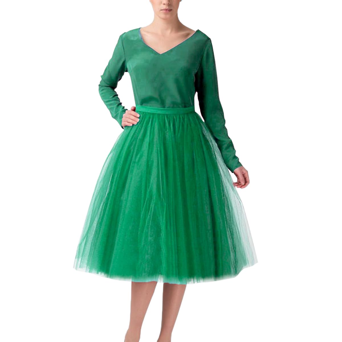 WDPL Women's A-Line Tulle Skirt Elastic Waist Petticoat Bridesmaid Tutu