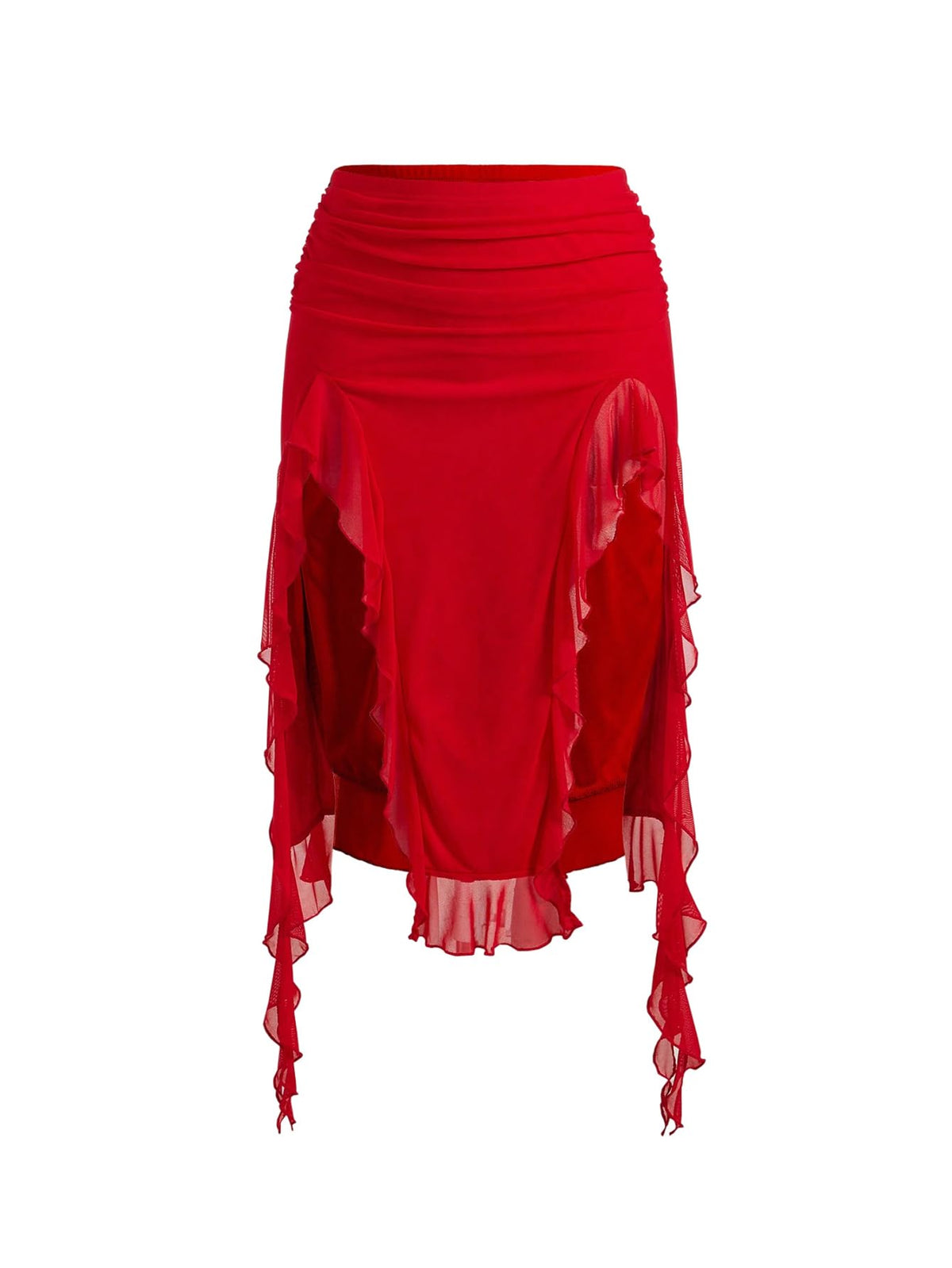 WDIRARA Women's Ruched Mesh Trim Skirts