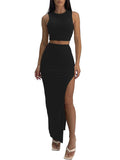 ELLEVEN Sexy 2 Piece Maxi Skirt Sets for Women, Going Out Outfits