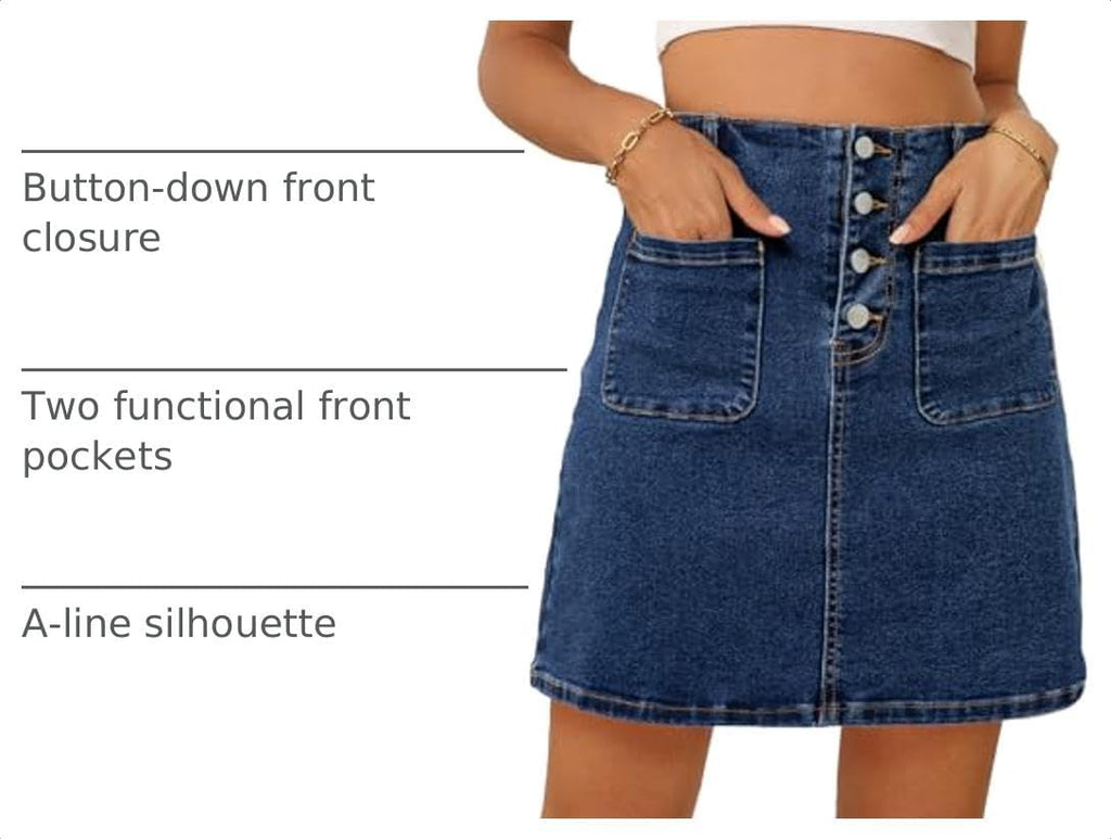 Sidefeel Women's Jean Skirt High Waist Denim Skirt