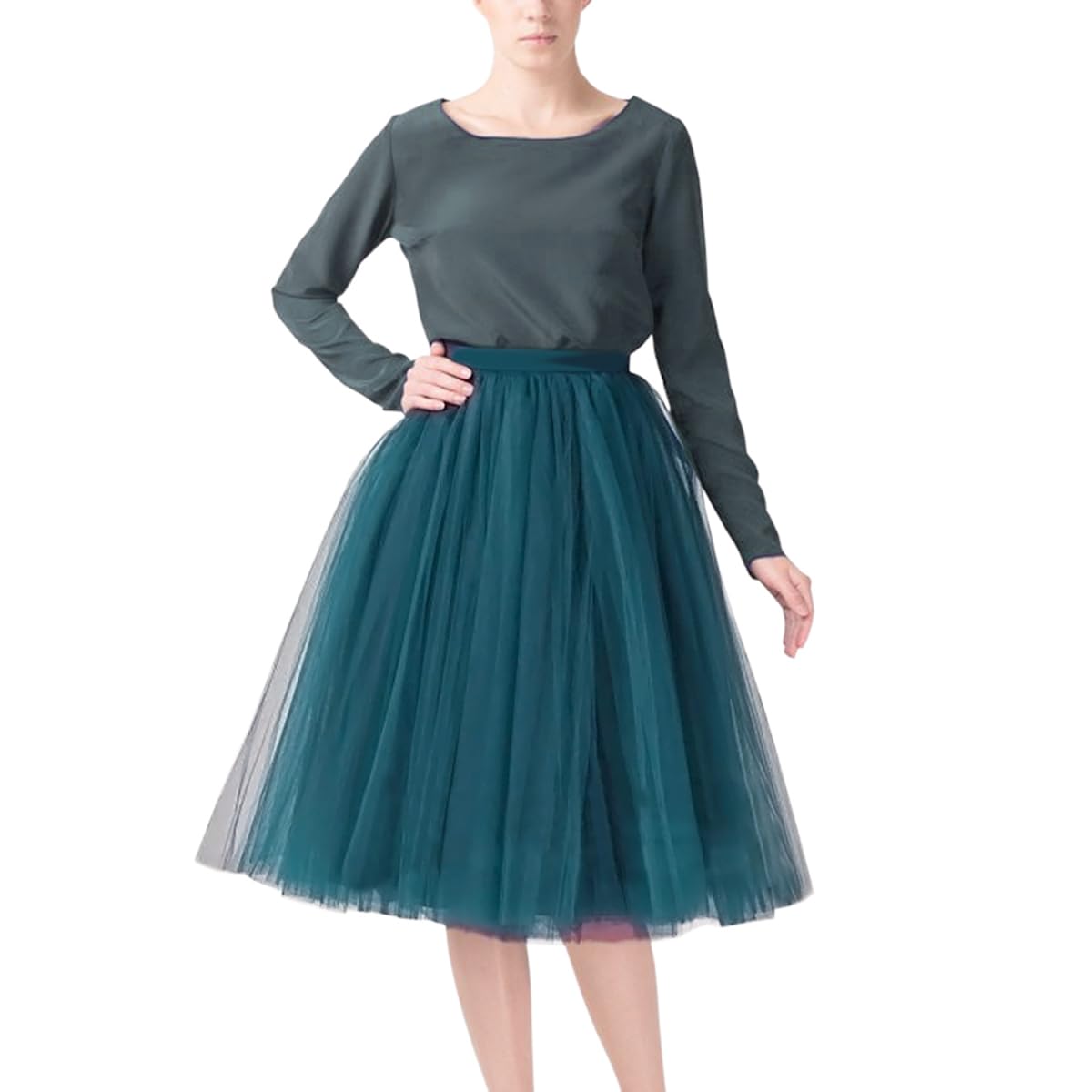 WDPL Women's A-Line Tulle Skirt Elastic Waist Petticoat Bridesmaid Tutu
