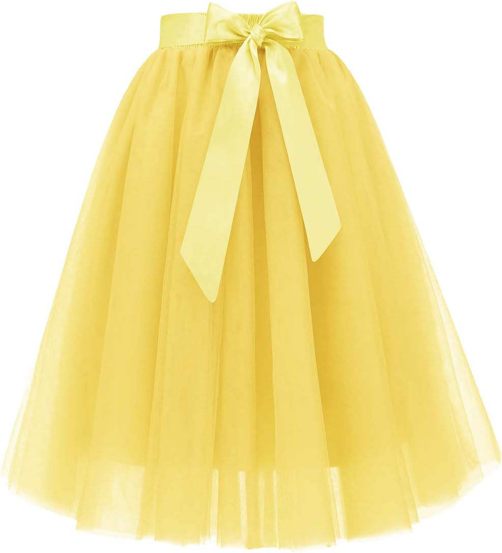 Bridesmay Women's Tulle Skirt Knee Length 6-Layered Wedding Party Homecoming Prom Dress