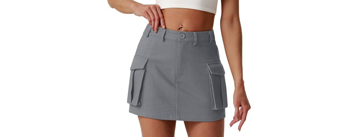 Lepunuo Women's Cargo Mini Skirt Pockets High Waisted Y2K