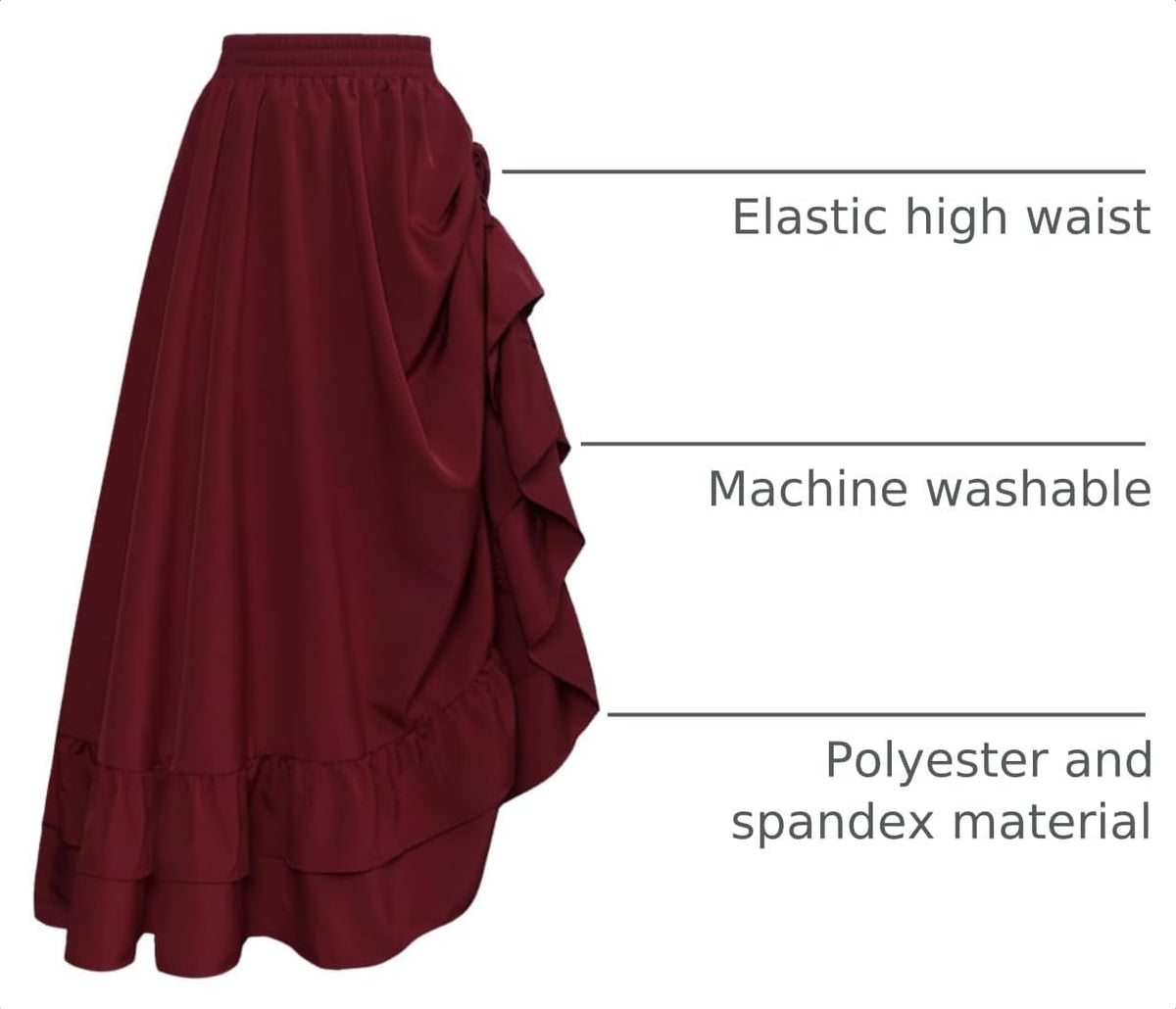 Scarlet Darkness Maxi Skirts for Women Renaissance Pirate Long Skirt