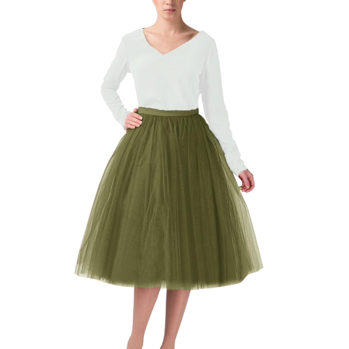 WDPL Women's A-Line Tulle Skirt Elastic Waist Petticoat Bridesmaid Tutu