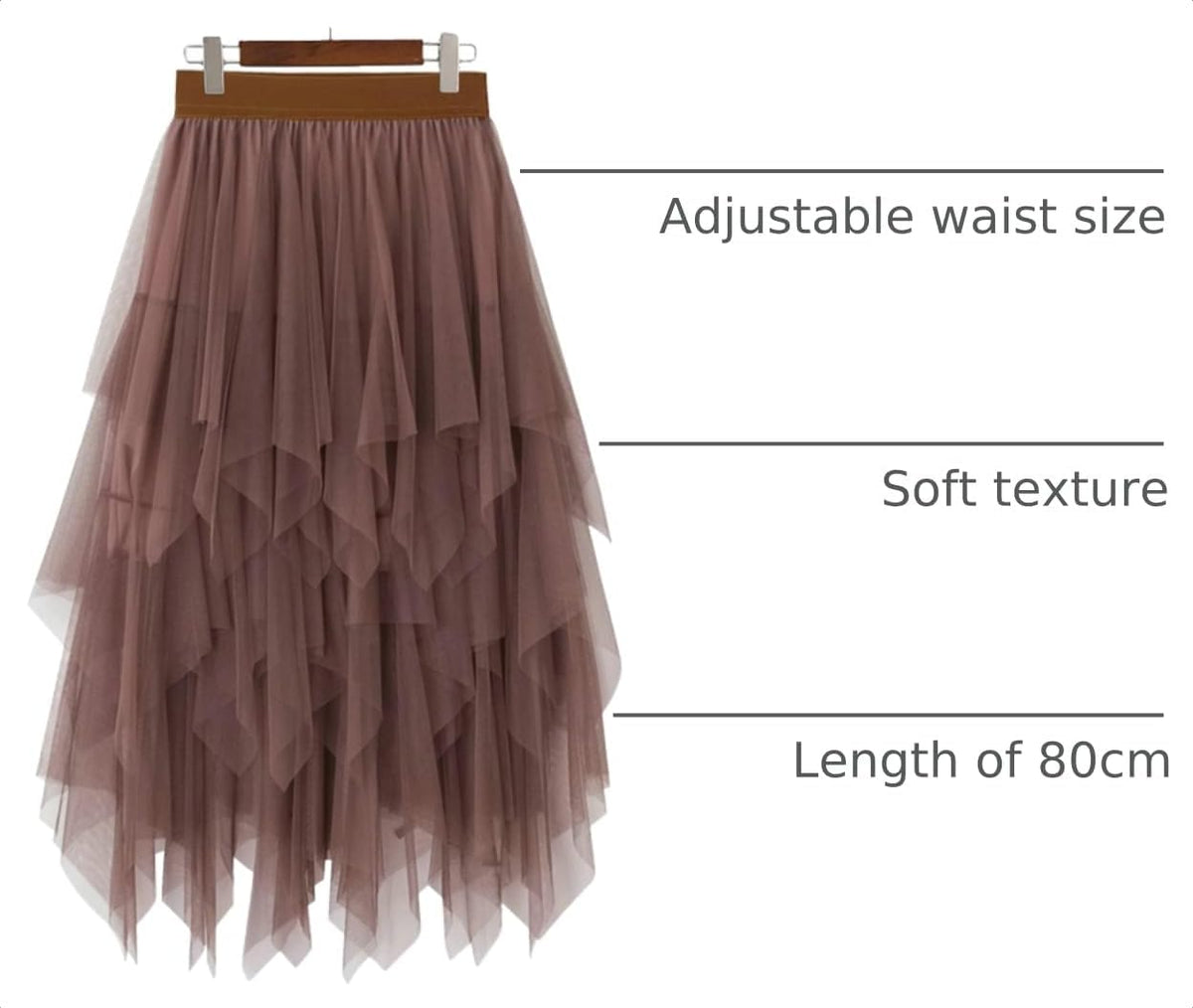 LBKKC Tulle Skirts for Women, Puffy Skirt Asymmetrical Midi Length Ruffled Tutu Layered Mesh Fairy Skirt