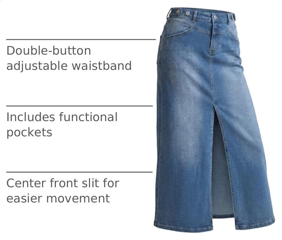 Arach&Cloz Women's Cotton Blend Stretch Adjustable Waist Denim Skirts with Pockets 2026