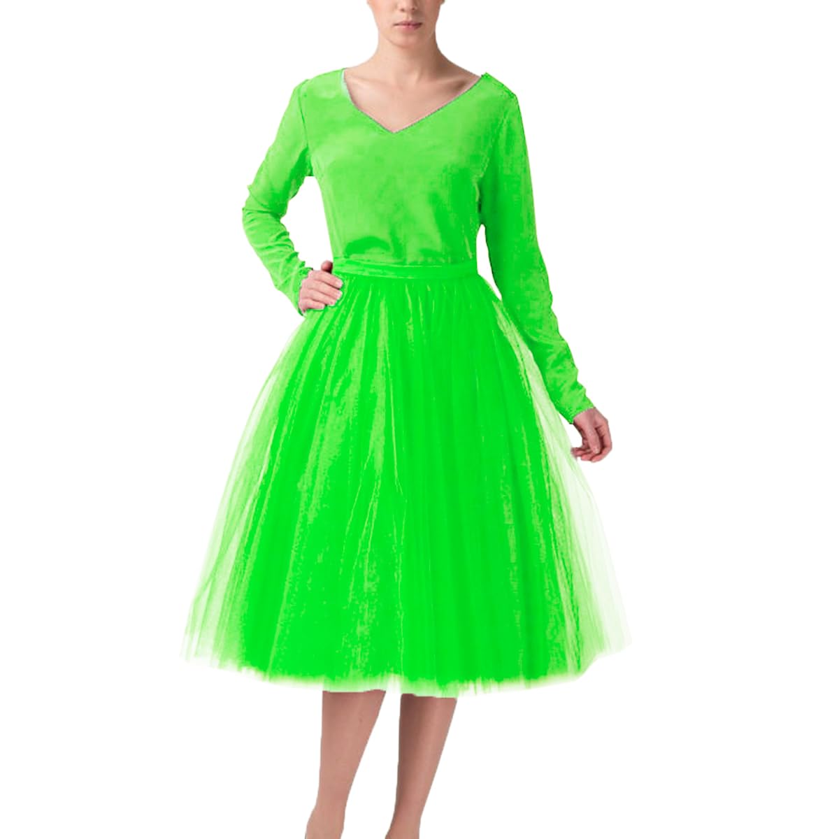 WDPL Women's A-Line Tulle Skirt Elastic Waist Petticoat Bridesmaid Tutu