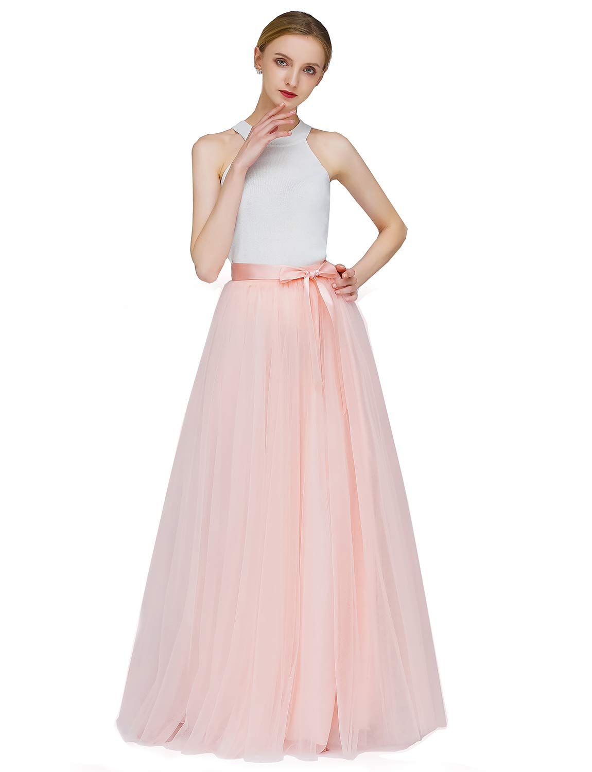 EllieHouse A Line Long Full Bridesmaid Tulle Skirt for Wedding Evening Party Prom P68