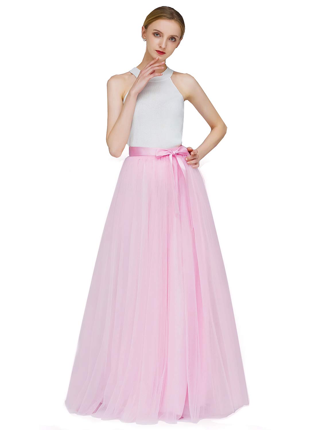 EllieHouse A Line Long Full Bridesmaid Tulle Skirt for Wedding Evening Party Prom P68