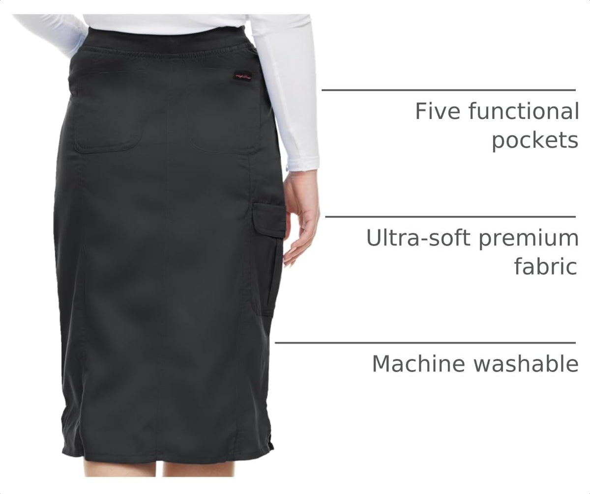 MediChic Women's Stretch Scrub Skirt - 5-Pocket, Comfortable & Durable Workwear Skirt for Healthcare, Medical Nursing