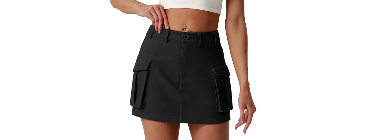 Lepunuo Women's Cargo Mini Skirt Pockets High Waisted Y2K