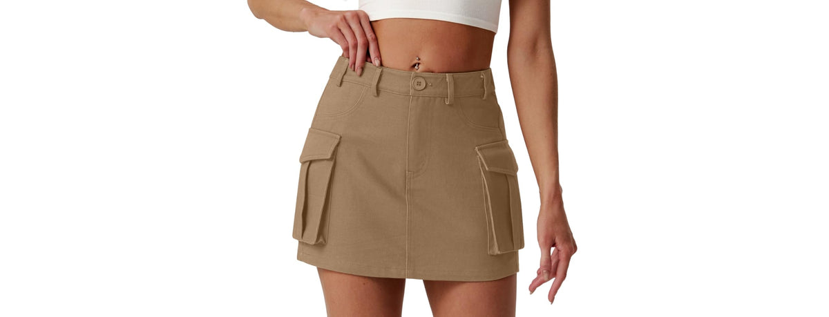 Lepunuo Women's Cargo Mini Skirt Pockets High Waisted Y2K
