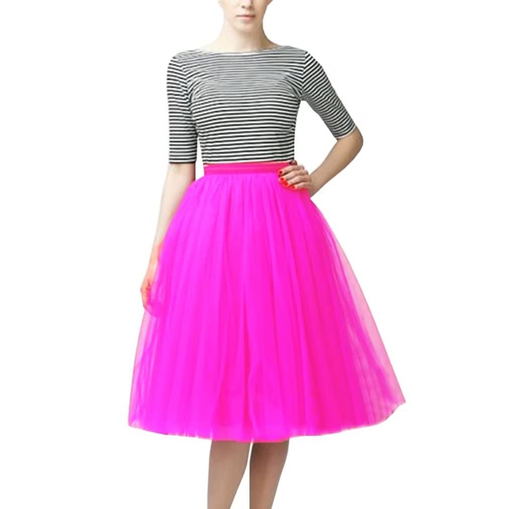 WDPL Women's A-Line Tulle Skirt Elastic Waist Petticoat Bridesmaid Tutu