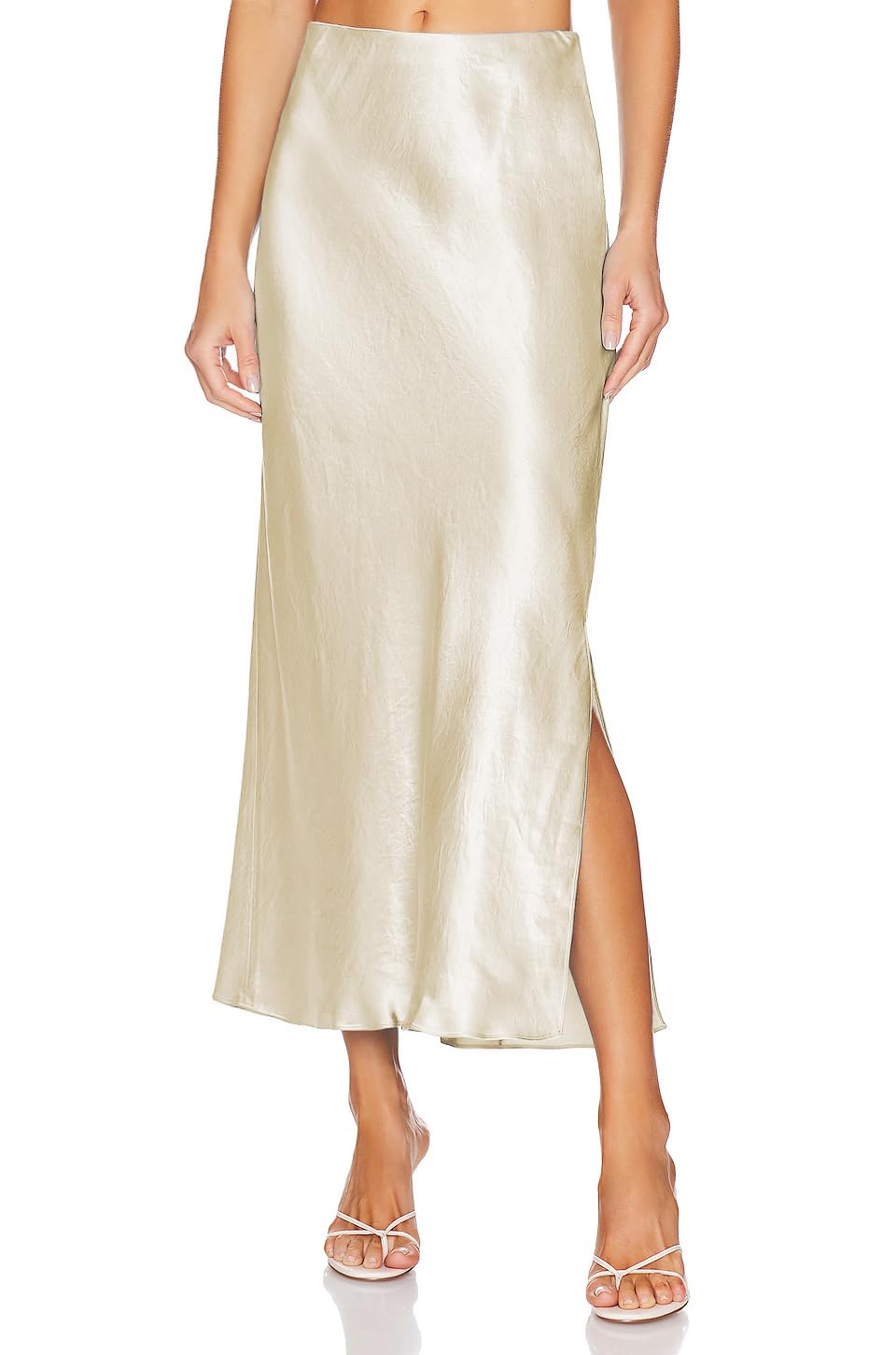 Womens Satin Silk Maxi Slit Skirt Elastic Waistband Leopard Print Maxi Long Satin Slit Skirts for Women