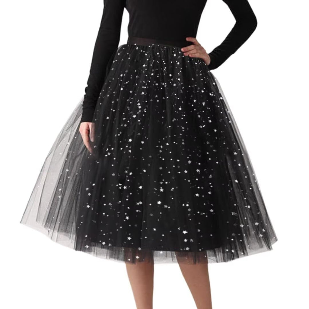 WDPL Women's A-Line Tulle Skirt Elastic Waist Petticoat Bridesmaid Tutu