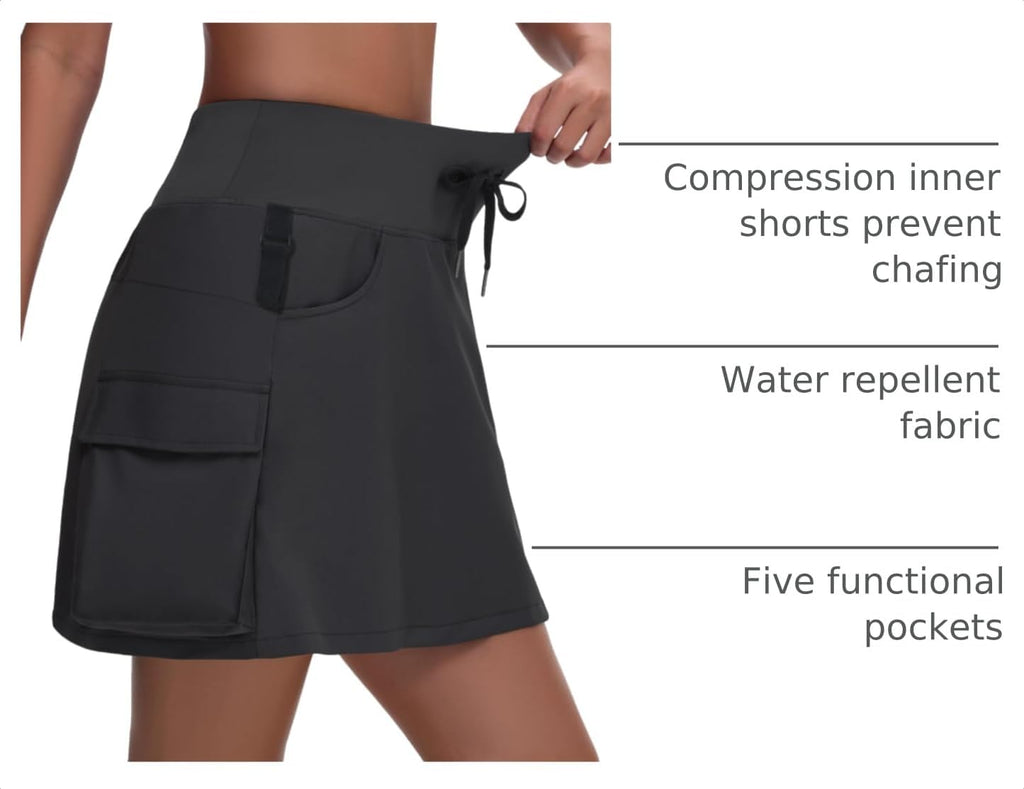 MIVEI Women's 16" 20" Hiking Cargo Skort Skirt - High Waisted Golf Dressy Casual Workout Sport Skirt with Liner Quick Dry