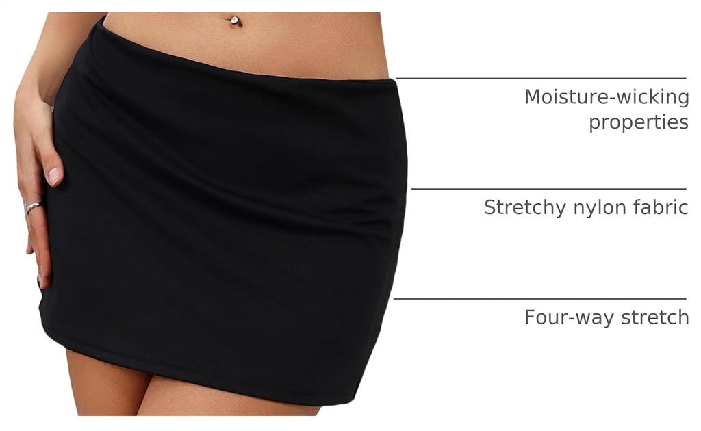 Danysu Stretchy Mini Skorts Low Waist Skirt with Shorts Side Slit Skirts