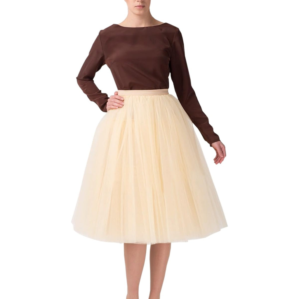 WDPL Women's A-Line Tulle Skirt Elastic Waist Petticoat Bridesmaid Tutu