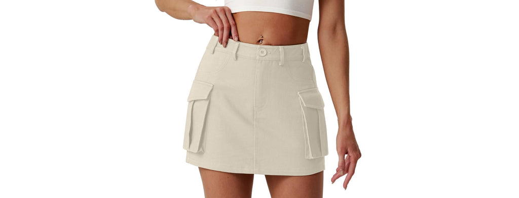 Lepunuo Women's Cargo Mini Skirt Pockets High Waisted Y2K